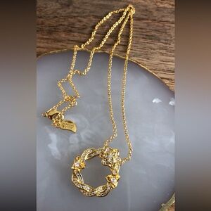 Gold Necklace with Crystal Accents copper plated 18k gold
